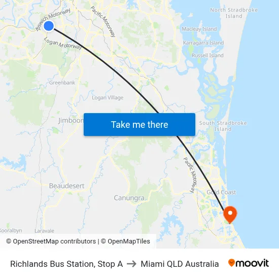 Richlands Bus Station, Stop A to Miami QLD Australia map