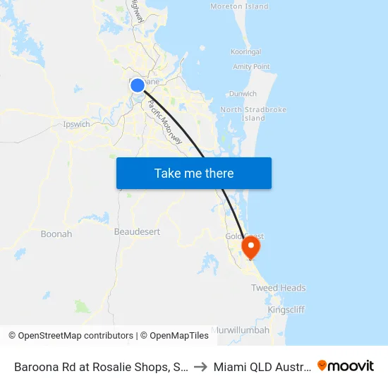 Baroona Rd at Rosalie Shops, Stop 9 to Miami QLD Australia map