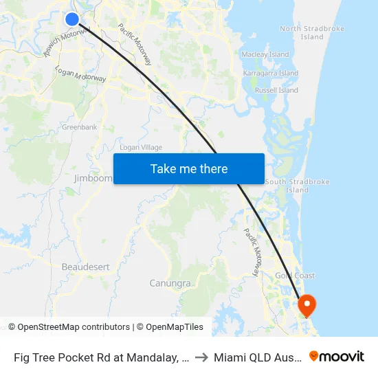 Fig Tree Pocket Rd at Mandalay, Stop 44 to Miami QLD Australia map