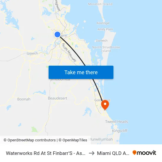 Waterworks Rd At St Finbarr'S - Ashgrove, Stop 16 to Miami QLD Australia map