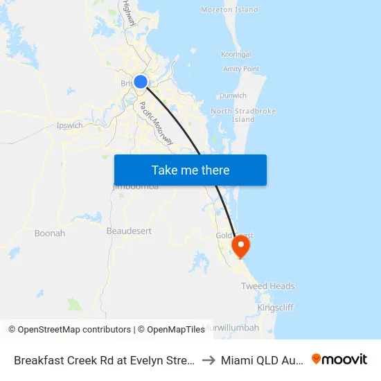 Breakfast Creek Rd at Evelyn Street, Stop 10 to Miami QLD Australia map