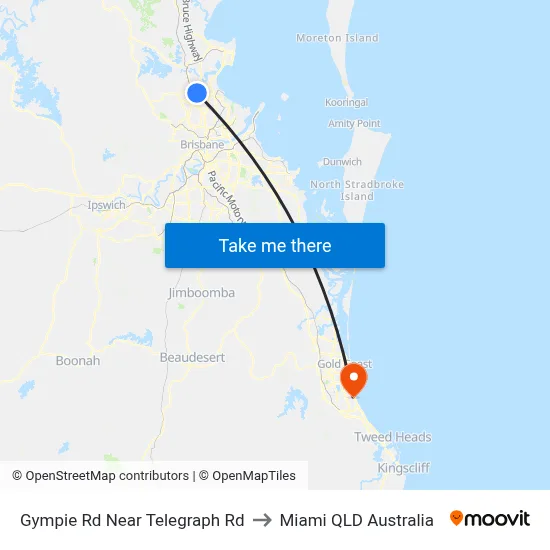Gympie Rd Near Telegraph Rd to Miami QLD Australia map