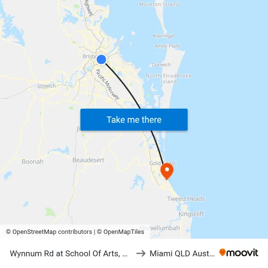 Wynnum Rd at School Of Arts, Stop 27 to Miami QLD Australia map