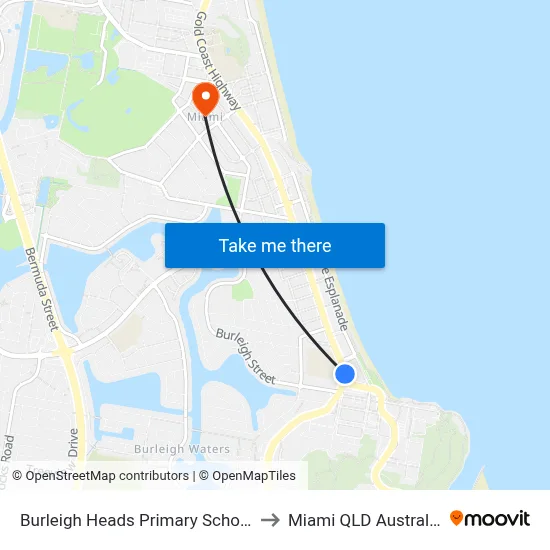 Burleigh Heads Primary School to Miami QLD Australia map