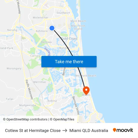 Cotlew St at Hermitage Close to Miami QLD Australia map