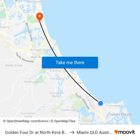 Golden Four Dr at North Kirra Beach to Miami QLD Australia map