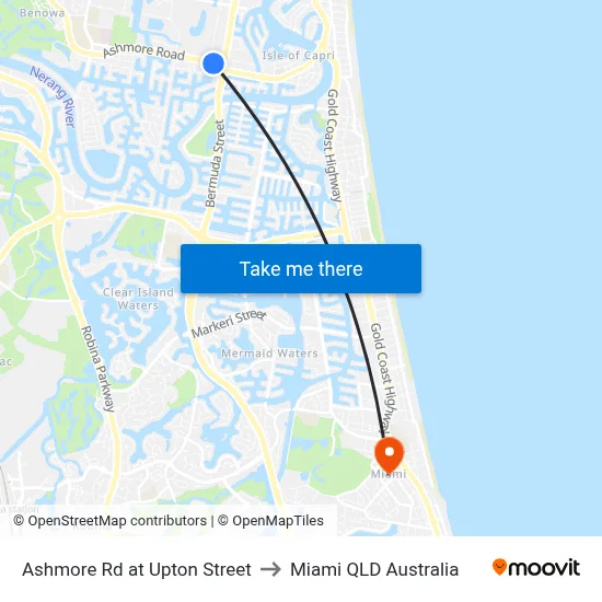 Ashmore Rd at Upton Street to Miami QLD Australia map