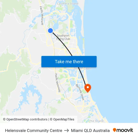 Helensvale Community Centre to Miami QLD Australia map
