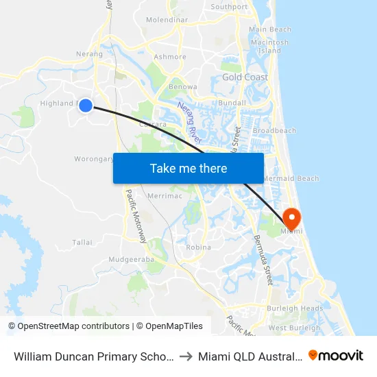 William Duncan Primary School to Miami QLD Australia map