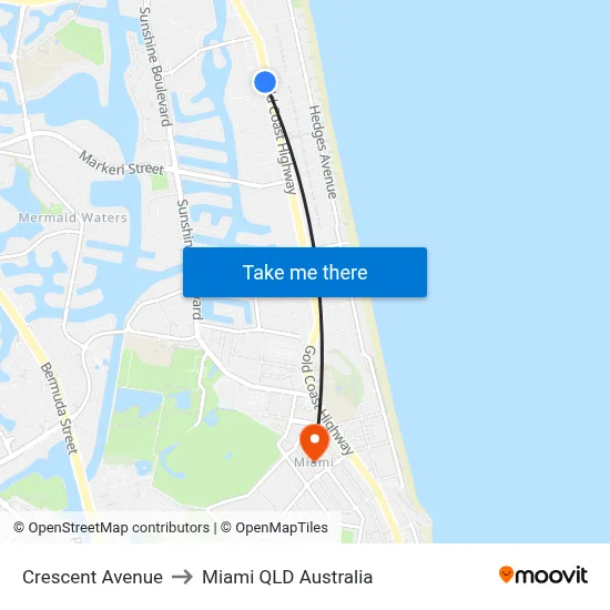 Crescent Avenue to Miami QLD Australia map