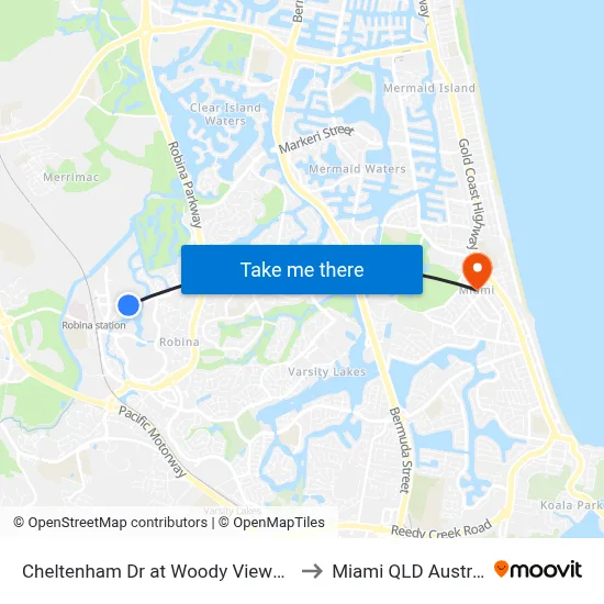 Cheltenham Dr at Woody Views Way to Miami QLD Australia map
