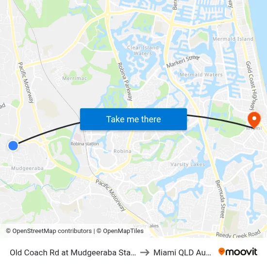 Old Coach Rd at Mudgeeraba State School to Miami QLD Australia map