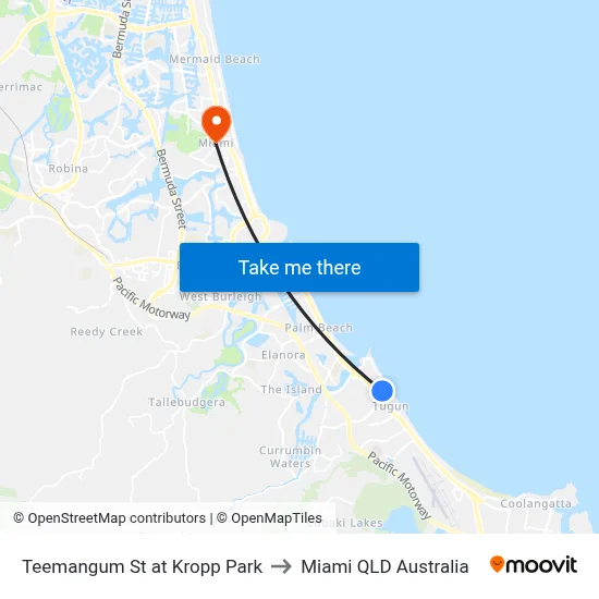 Teemangum St at Kropp Park to Miami QLD Australia map