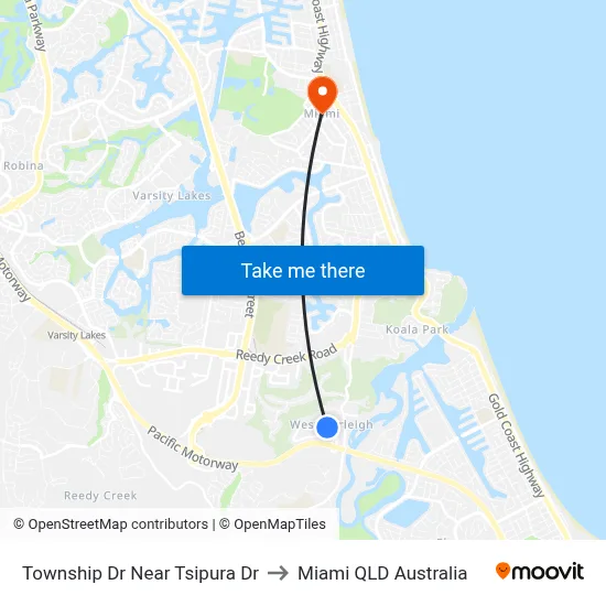 Township Dr Near Tsipura Dr to Miami QLD Australia map