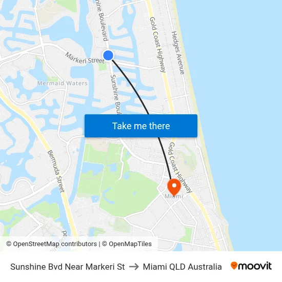 Sunshine Bvd Near Markeri St to Miami QLD Australia map