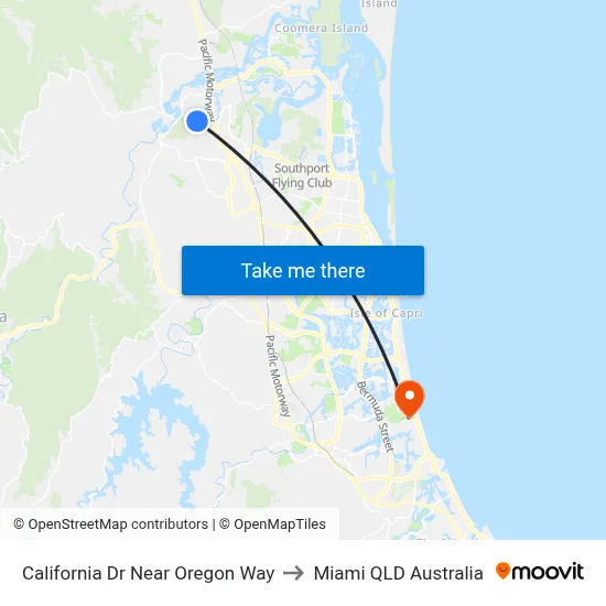 California Dr Near Oregon Way to Miami QLD Australia map