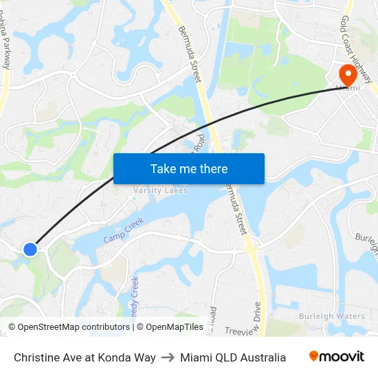 Christine Ave at Konda Way to Miami QLD Australia map