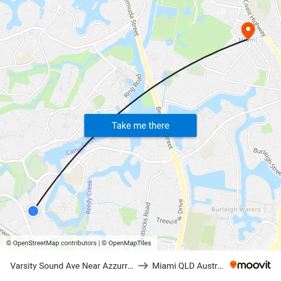 Varsity Sound Ave Near Azzurra Dr to Miami QLD Australia map