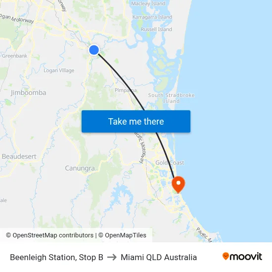 Beenleigh Station, Stop B to Miami QLD Australia map