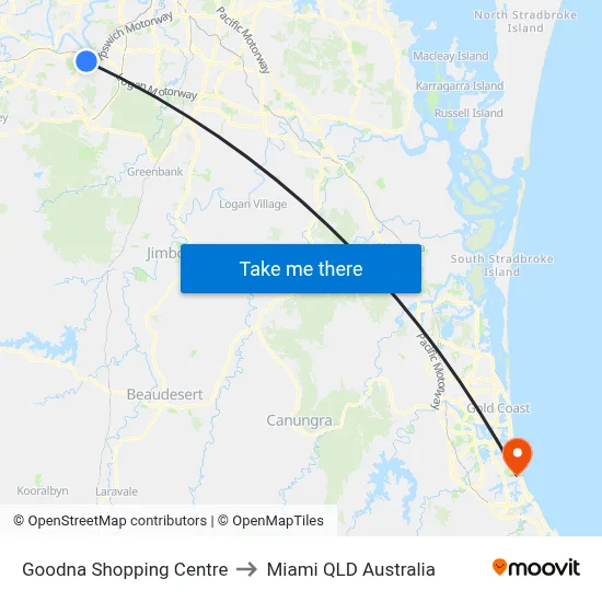 Goodna Shopping Centre to Miami QLD Australia map