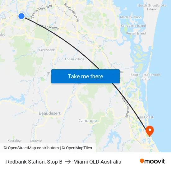 Redbank Station, Stop B to Miami QLD Australia map