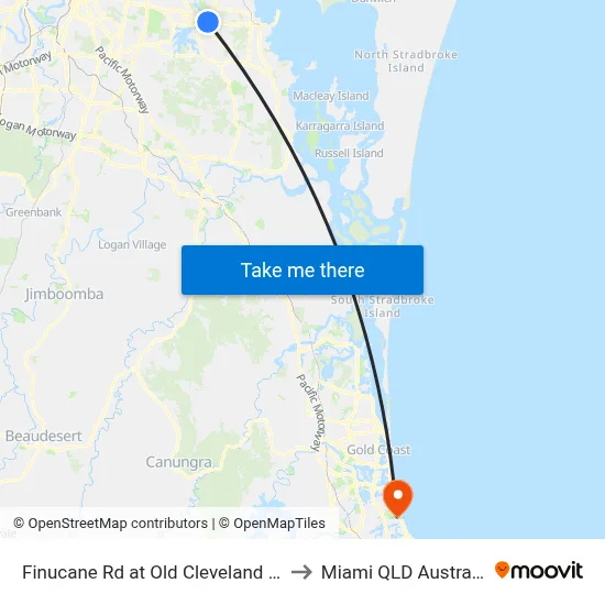 Finucane Rd at Old Cleveland Rd to Miami QLD Australia map