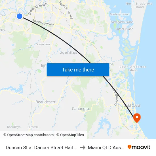 Duncan St at Dancer Street Hail 'N' Ride to Miami QLD Australia map