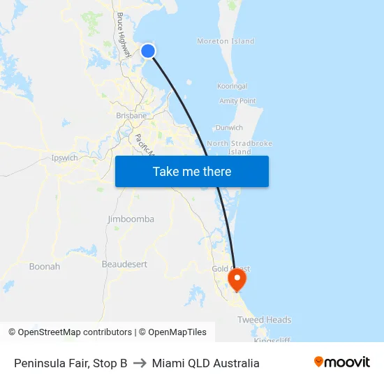 Peninsula Fair, Stop B to Miami QLD Australia map