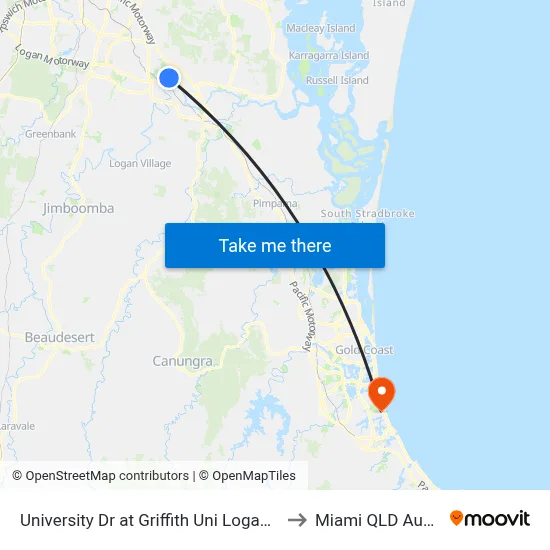 University Dr at Griffith Uni Logan Campus to Miami QLD Australia map