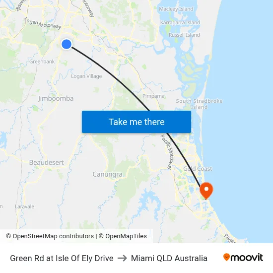 Green Rd at Isle Of Ely Drive to Miami QLD Australia map