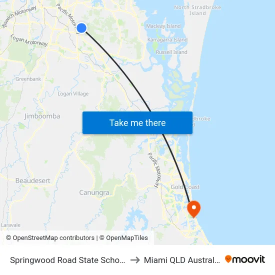 Springwood Road State School to Miami QLD Australia map