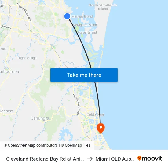 Cleveland Redland Bay Rd at Anita Street to Miami QLD Australia map