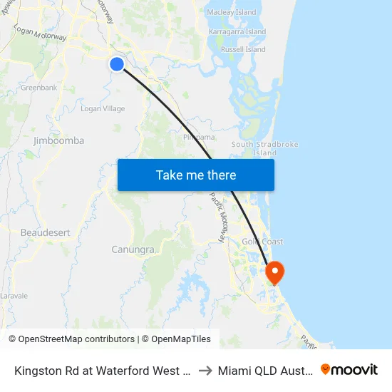 Kingston Rd at Waterford West Shops to Miami QLD Australia map