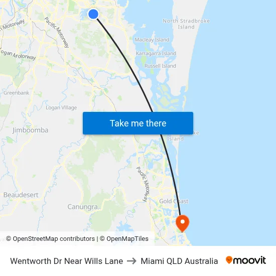 Wentworth Dr Near Wills Lane to Miami QLD Australia map
