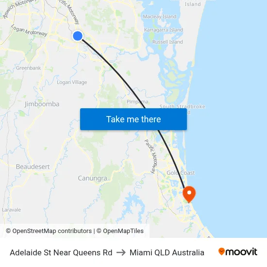 Adelaide St Near Queens Rd to Miami QLD Australia map