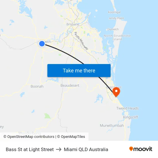 Bass St at Light Street to Miami QLD Australia map