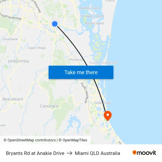 Bryants Rd at Anakie Drive to Miami QLD Australia map