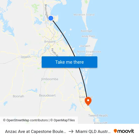 Anzac Ave at Capestone Boulevard to Miami QLD Australia map