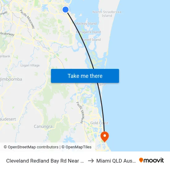 Cleveland Redland Bay Rd Near South St to Miami QLD Australia map