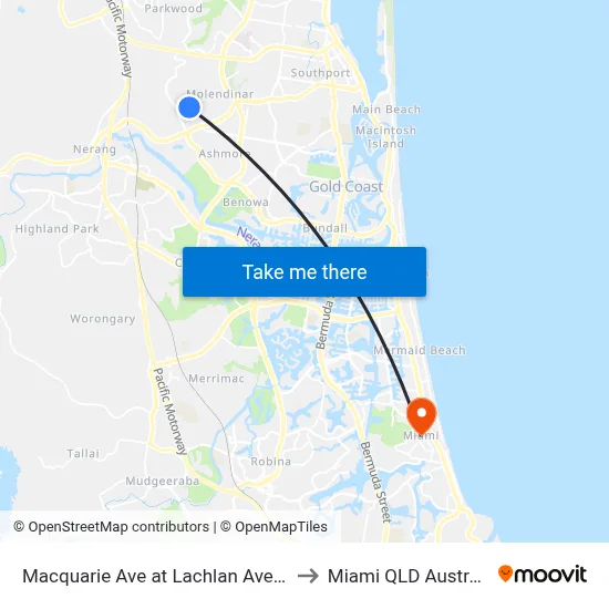 Macquarie Ave at Lachlan Avenue to Miami QLD Australia map