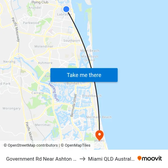 Government Rd Near Ashton St to Miami QLD Australia map