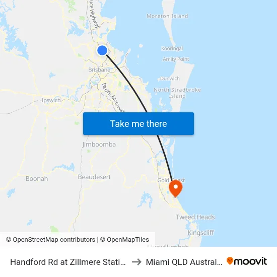 Handford Rd at Zillmere Station to Miami QLD Australia map