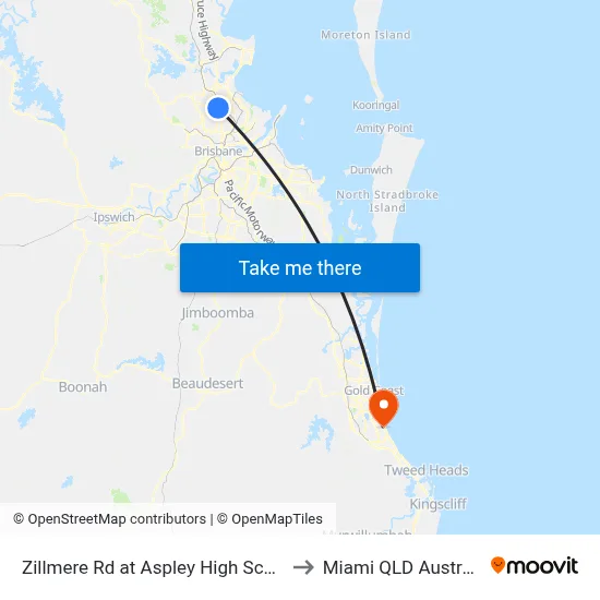 Zillmere Rd at Aspley High School to Miami QLD Australia map