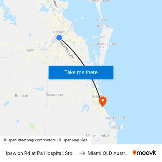 Ipswich Rd at Pa Hospital, Stop 14 to Miami QLD Australia map