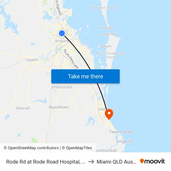 Rode Rd at Rode Road Hospital, Stop 36 to Miami QLD Australia map