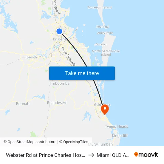 Webster Rd at Prince Charles Hospital, Stop 38 to Miami QLD Australia map