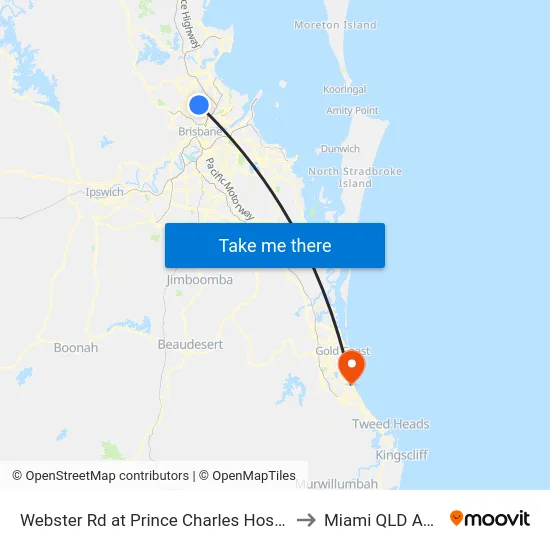 Webster Rd at Prince Charles Hospital, Stop 38 to Miami QLD Australia map