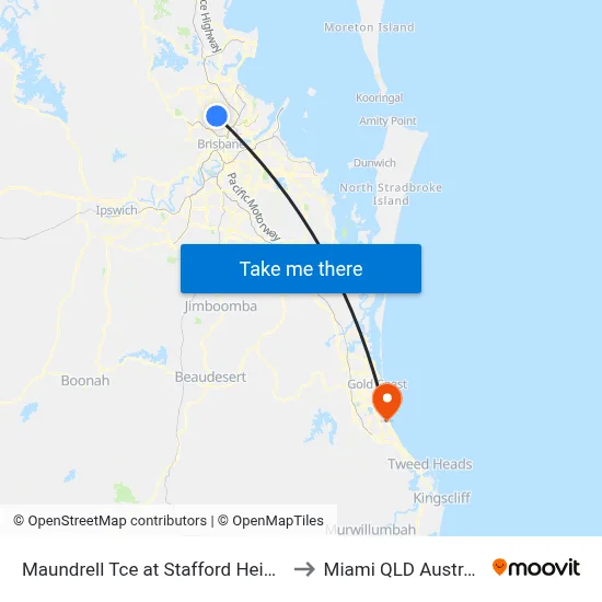 Maundrell Tce at Stafford Heights to Miami QLD Australia map