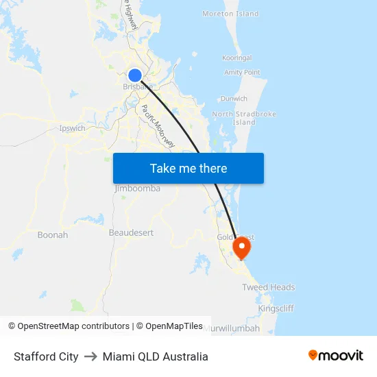 Stafford City to Miami QLD Australia map