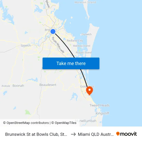 Brunswick St at Bowls Club, Stop 16 to Miami QLD Australia map